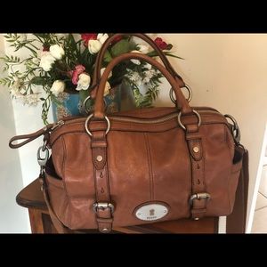 Fossil Large Vintage Camel Brown Satchel